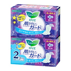 Laurier Skin Clean Guard for Night, Includes Wings, 9 Packs x 2