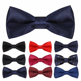 Boys Bow Tie Probuk 10 x 5 cm Polyester Classic Adjustable Bow in Plain Colours with Hook Closure Children's Cross Tie for Wedding Party / Campus Performance / Birthday Banquet / Casual, darkblue