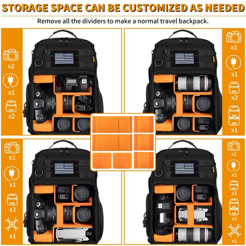 TORIBIO Camera Backpack for DSLR/SLR/Mirrorless Photography Camera, Water-resistant Tactical Camera
