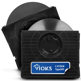 VIOKS Set of 2 Carbon Filters for Cooker Hood Replacement for Whirlpool 484000008581 Wpro CHF303 Elica F00189/S Type 303 AEG Electrolux MCFE10 Ikеa NYTTIG FIL 558 Indesit C00380051 Extractor Filter
