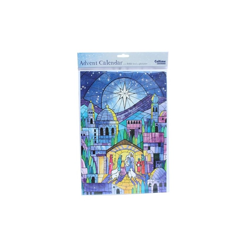 Christmas Countdown Advent Calendar - 24 Windows Stained Glass Design