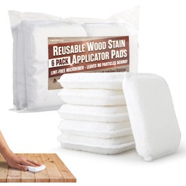 Impresa [6 Pack] Wood Stain Applicator Pads - Lint-Free Microfiber Reusable Applicator Staining Pads for Polishing, Cleaning, & Floor Wax - 4" x 3.25" x .75 Microfiber Sponge
