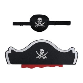 DHSBGWSX 1 x Pirate Eye Patch, 1 x Pirate Hat, Three-Dimensional 3D Eye Patch, Pirate Costume for Children, Pirate Role Play Accessories