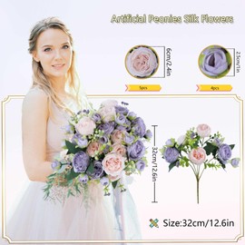 MANCHUANG 8 Bundles Peonies Artificial Flowers Silk Peonies Faux Flowers Fake Peonies Artificial Flowers Peonies Bouquet for Table Centerpieces Decoration Wedding Decor Home Party Decor (Multicolor)