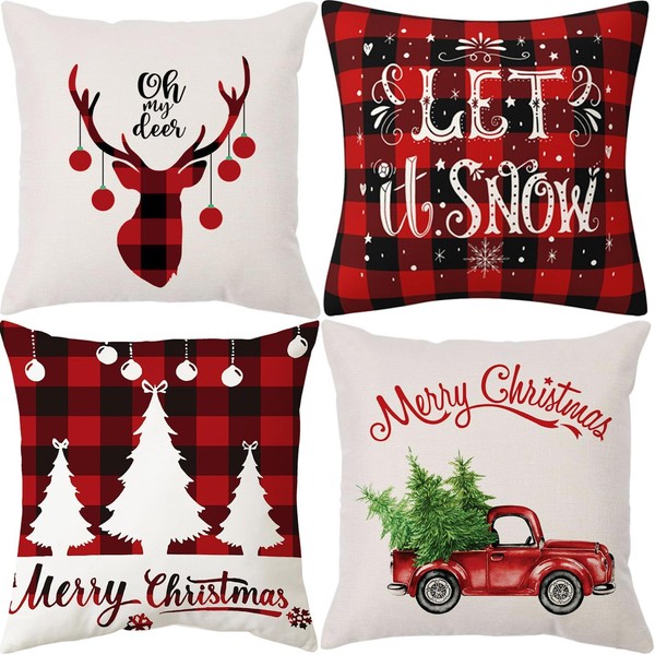 Haundry Christmas Throw Pillow Covers 18x18 inch - Christmas Decorations
