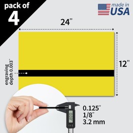 Trotec TroLase | 12"x24"x1/8", 4 Pcs | Yellow/Black | 2 Ply | Modified Acrylic | Laser Engraving Double Color Plastic Sheet | Engraving Blanks for Laser, Saw, Guillotine | Made in USA