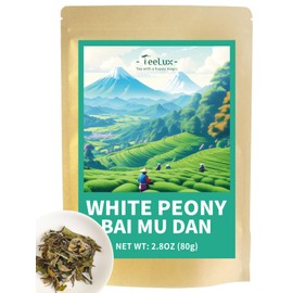 TeeLux White Peony Tea 80g, Bai Mu Dan Tea from Fujian, China, Rich in Antioxidants, Premium White Tea Loose Leaf