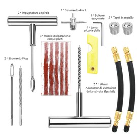 QUNNIE 32 Piece Tyre Repair Kit, Car Puncture Repair Tool for Car, Motorcycle, Tractor, Motorhome