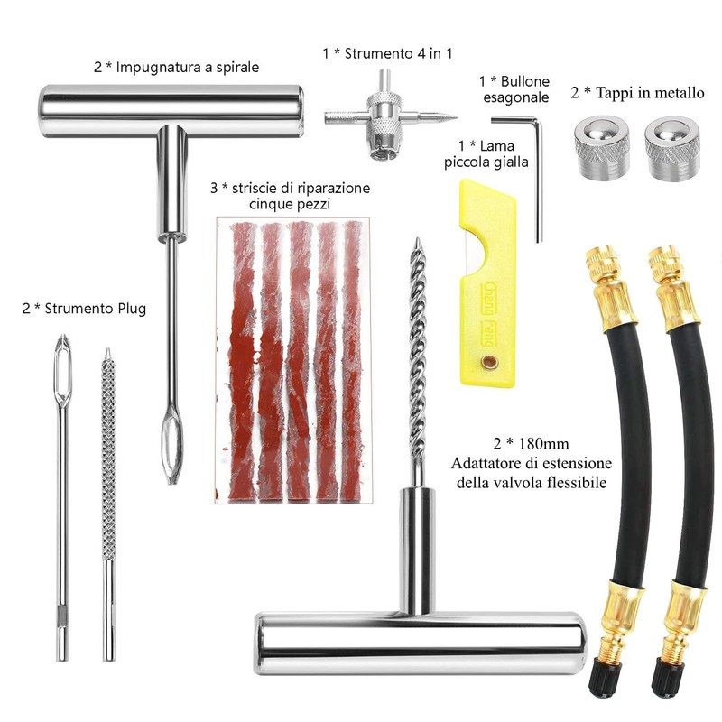 QUNNIE 32 Piece Tyre Repair Kit, Car Puncture Repair Tool