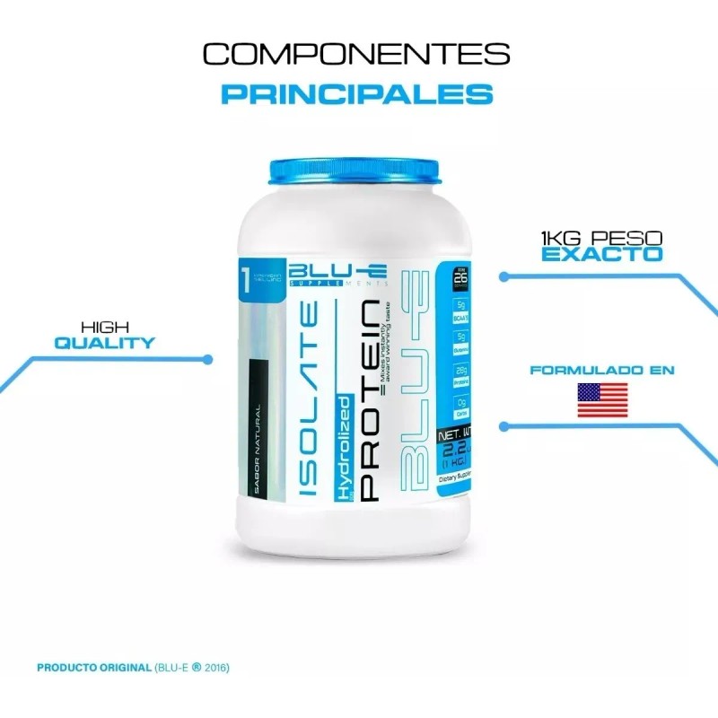 Proteína Whey Hidrolizada Isolate Blu-e 1 Kg Varios Sabores Natural