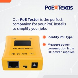 PoE Tester Gen2.5 by PoE Texas - Power Over Ethernet Tester to Determine Voltage, Current and Power Consumption on Network Cable - Identify PoE and Troubleshoot Connection Problems, No Battery Needed