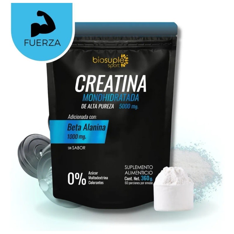 Creatina Monohidratada Pura Biosuple Resistencia Fuerza 360g
