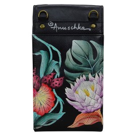 Anuschka Women’s Genuine Leather RFID Smartphone Crossbody - Island Escape Black