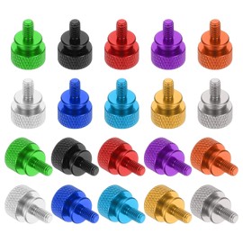 sourcing map 10 Pcs M4x8mm Knurled Thumb Screw Computer Case Threaded Hand Tighten Screws Aluminum Alloy for PC Case, Green/Black/Red/Purple/Orange/Silver/Deep Blue/Light Blue/Gold/Gray