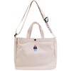 Umetoo Girls Cute Embroidered Bear Shoulder Bag 2-Way Canvas Tote