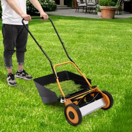 16" 2-IN-1 Hand Push Lawn Mower Self Propelled Lawn Mower Grass Collection Box