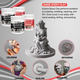 Epoxy Clay, Magic Epoxy Sculpt Clay, 2 Part Modeling Compound (A & B) of Magic Sculpt Epoxys Clays for Sculpting, Modeling, Building and Repairing, Natural, 2 Pound