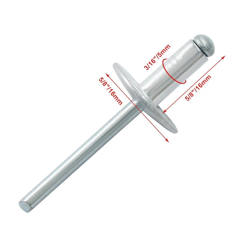 Zorveiio 60 Pcs 3/16" x 5/8" Large Flange Aluminum Blind