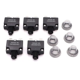 Fuzbaxy 5PCS 5Amp Circuit Breakers with Manual Reset 32V DC,AC125-250V with Quick Connect Terminals