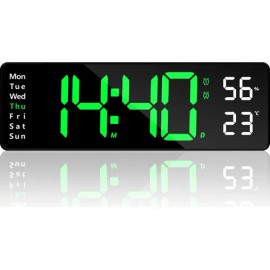 Reloj De Pared Digital Con Termómetro, Alarmas Y Calendario                                                                                           