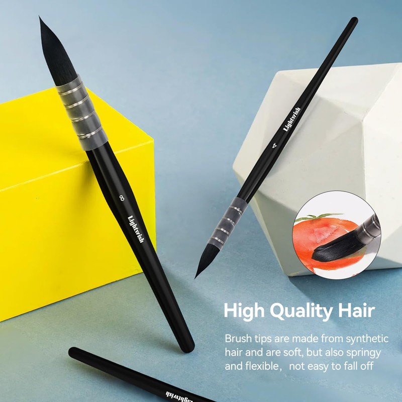 Lightwish Watercolor Brushes Set, Synthetic Squirrel Hair Paint Brushes Kit