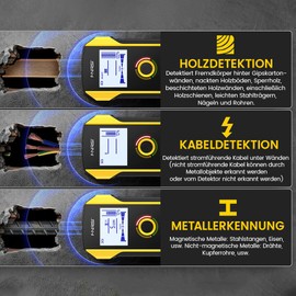 NUZEKY Localizador de líneas 6 en 1 – Detector de Pared portátil Multifuncional, escáner de Pared con Pantalla HD de Carga Tipo C, Equipo Auxiliar de posicionamiento para decoración del hogar