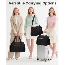 Pritent Travel Duffle Bag,Puffer Carry On Duffel Bag with Laptop Compartment Waterproof Overnight Weekender Bags for Women Large Hospital Tote Bags for Labor and Delivery(Large,Black)