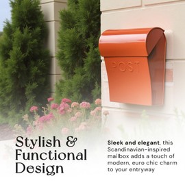 NACH Wall Mount Mailboxes for Outside, 11x4.5x12.5 in Terracotta Mail Boxes for House Outside, Waterproof Mailbox - Vicki-Style Mail Box