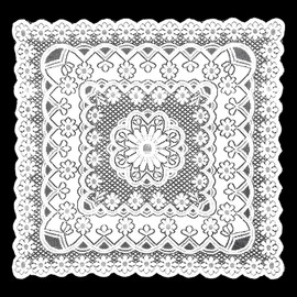 Yuomeaz Lace Tablecloth, White Lace Tablecloth 90 X 90CM—Square Coffee Table Cover Cloth Vintage Embroidered Style Crochet Small Table Cloth for Summer Outdoor Tea Party Reception Dinner Home Decor