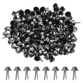 PATIKIL 200 Pcs Metal Brads Purse Feet Studs Mushroom, Flat Bottom Prong Handbag, Great for Bags, Decoration, Clothing, Craft,(Black, 0.4 x 0.7 Inch)