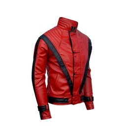 DIZLLER Party&Dance wear - D1 - Red & Black leather Jacket - FAUX Leather - XS