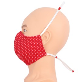 The Cat Ball Face Mask - Personal Protection for People who Wear Hearing Aids or Glasses (Mini Dot - Red/White)