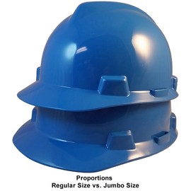 MSA V-Gard Jumbo (Large) Size Cap Style Hard Hats w/FasTrac III Suspensions and Handy Tote Bag - Blue
