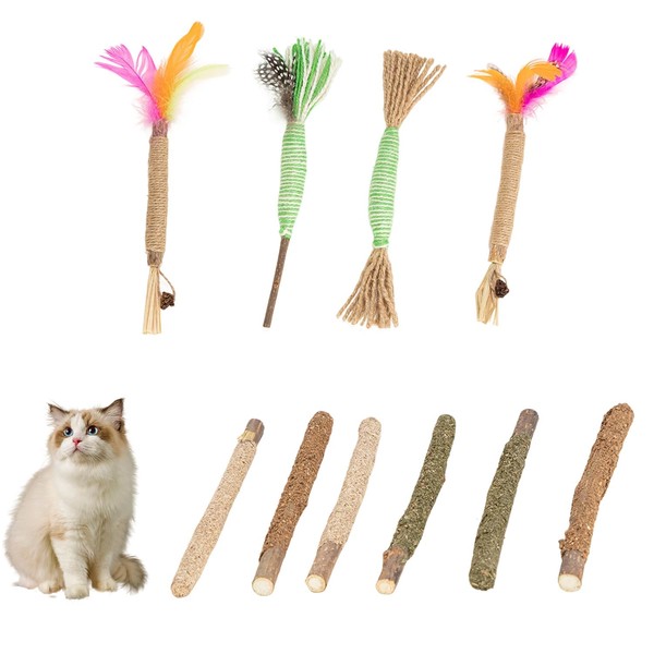 Onperpoe 10 PCS Silvervine Chew Sticks for Cats, Natural Cat