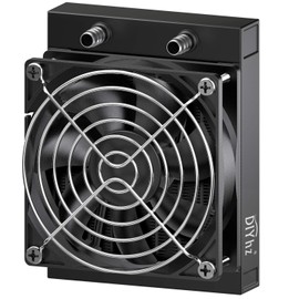 DIYhz Water Cooling Computer Radiator, 12 Pipe Aluminum Heat Exchanger Liquid Cooling Radiator Heat Sink 120mm with Fan for CPU PC Laser Water Cool System DC12V Black