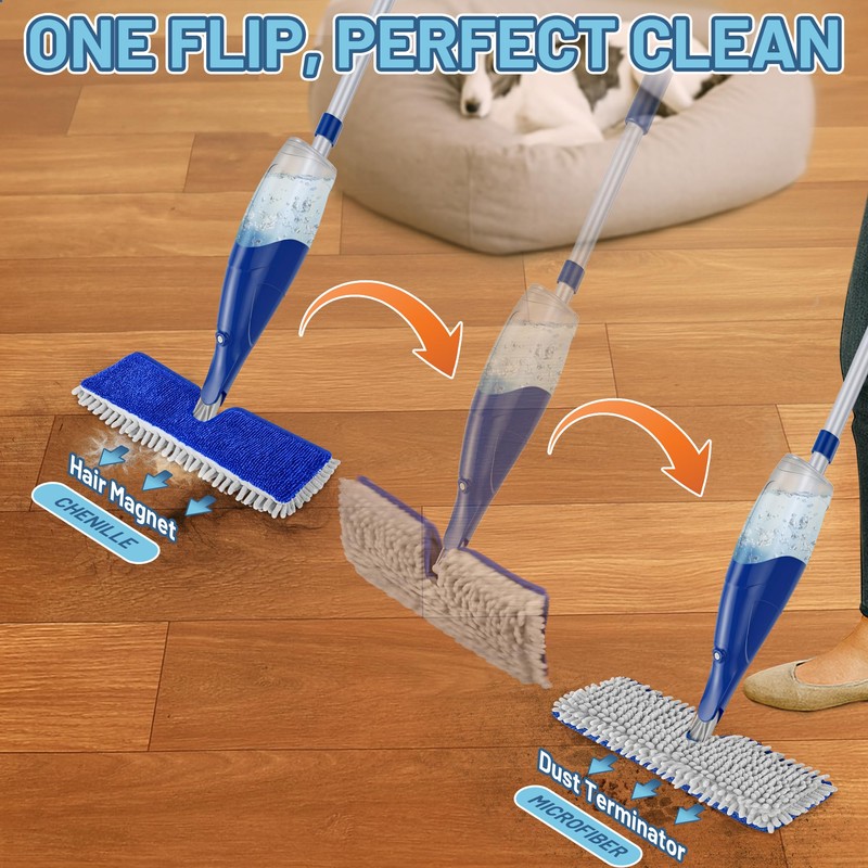 Papclean Spray Mops for Floor Cleaning: Double Sided Wet Dry