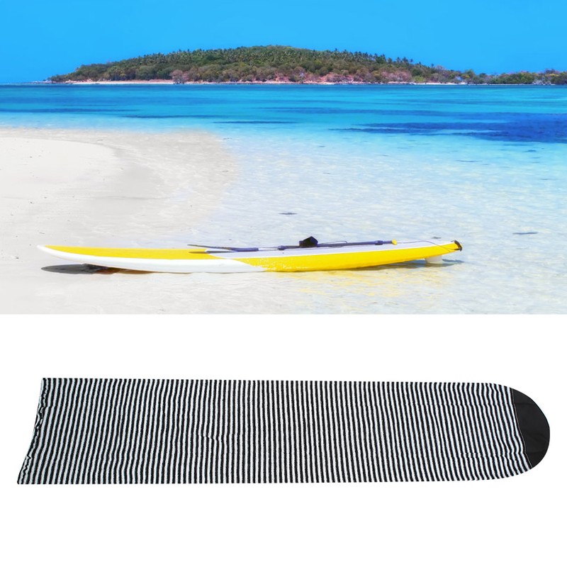 Polyester Black White Stripe Surfboard Sock Cover Protection Bag for