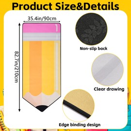 7x3 ft Pencil Classroom Rug, Back to School Classroom Carpet, Soft Playroom Decor Cushions, Non Slip Pencil Floor Mat for First Day of End of The Year Teacher Party Gift School Learning Playing Areas