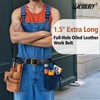 LEACOOLKEY Double Prong Leather Belts for Men PU Leather Work