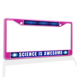 Fastasticdeals Metal Insert License Plate Frame Science is A Awesome Weatherproof Car Accessories Hot Pink 2 Holes Solid Insert