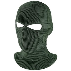 SATINIOR 2-Hole Knitted Full Face Cover Ski Neck Gaiter, Winter Balaclava Warm Knit Beanie for Outdoor Sports (Navy Green, Medium)