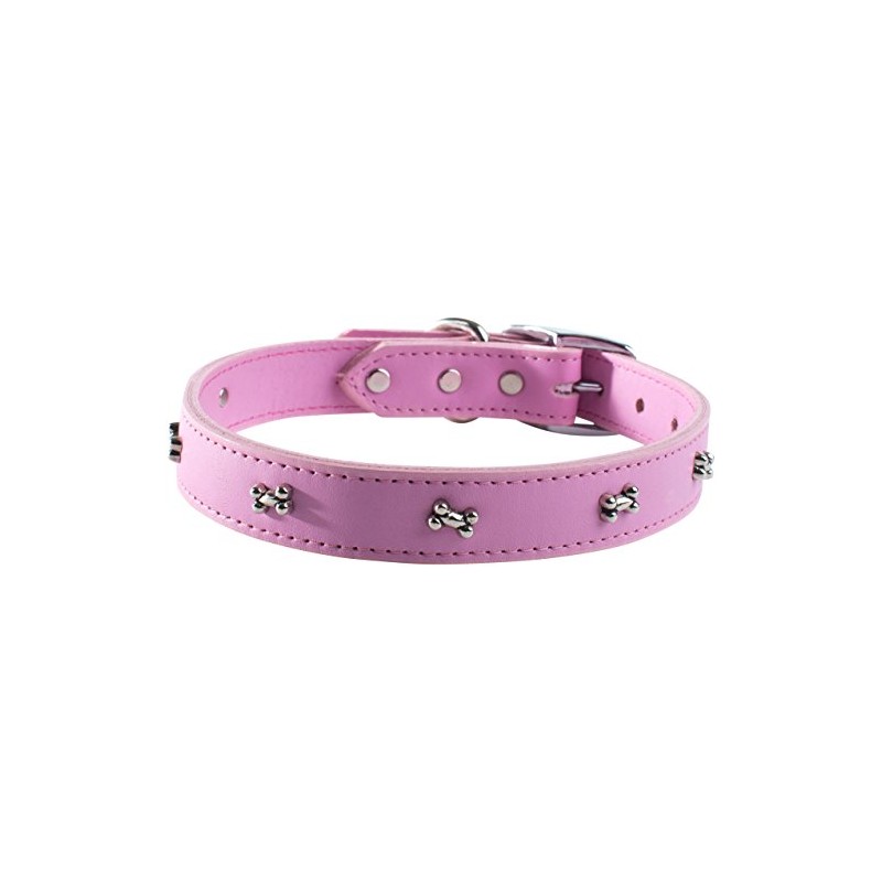 OmniPet Collar de Piel para Perro con Adornos de Hueso,