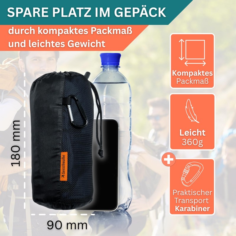 SEESCHWALBE Cotton Sleeping Bag, Ultralight Sleeping Bag, Small Pack Size,