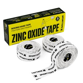 6 Rolls SPORTTAPE Boxing Tape - 1.25cm x 13m - Hand Wrapping Tape for Gloves, Knuckles, Fingers, Wrist & Hand | Zinc Oxide Strapping Tape | Physio Tape for Sports Injury | Non-Stretch Athletic Tape