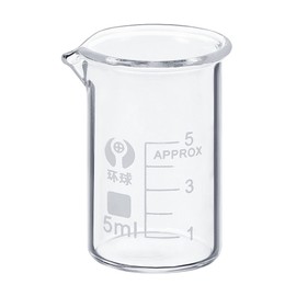 PATIKIL 5ml Low Form Glass Beaker, 3.3 Borosilicate Glass Graduated Printed Scale Measuring Cups with Spout for Kitchen Lab Liquids Transit Boiling