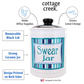 Cottage Creek Swear Jar, Ceramic Cussing Jar, Swearing Coin Bank, Cuss Piggy Bank for Swear Words