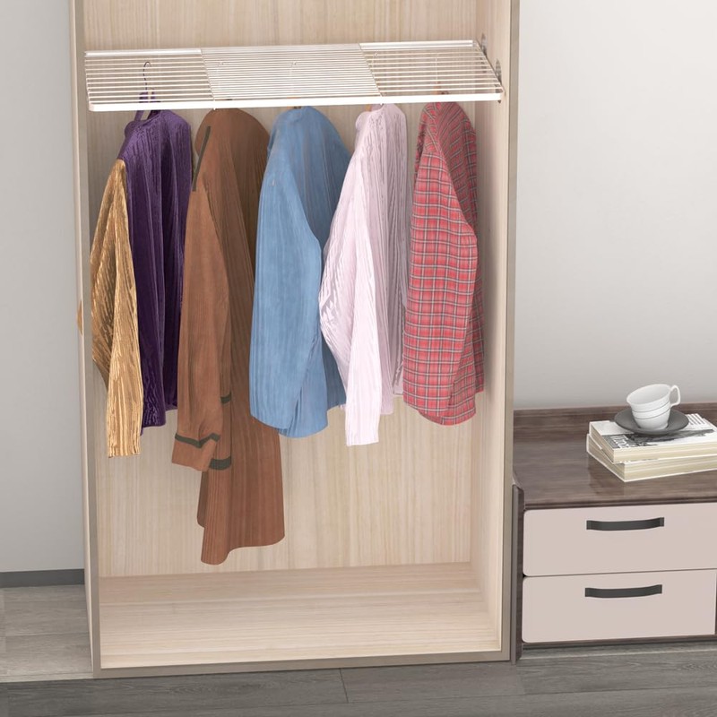 Slideep Adjustable Closet Storage Shelves with Seamless Sticker, Stainless Steel
