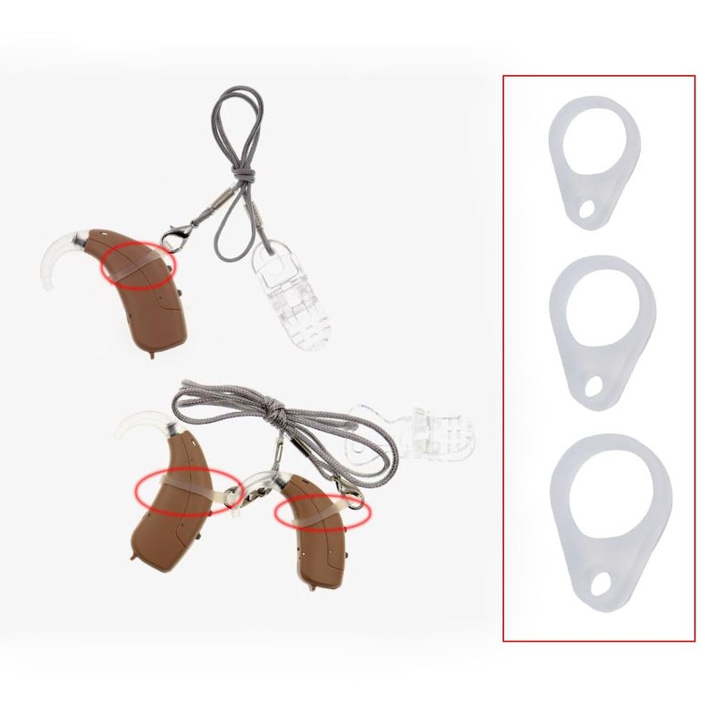 DeaHea 6 Pack Hearing Aid Clip Loops Rubber Holster O-Ring