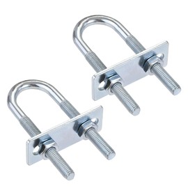 sourcing map Round U-Bolts 2 Sets 0.98"(25mm) Inner Width 90mm Length Steel M8 with Nut, Plate