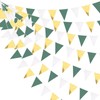 32Ft Sage Green Gold White Bunting Banner Party Decorations, Fabric